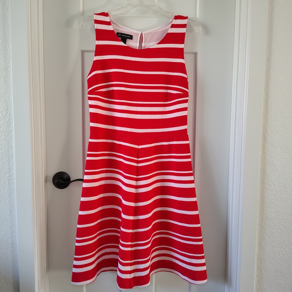 INC International Concepts Reddish Orange and White Sleeve's Dress
